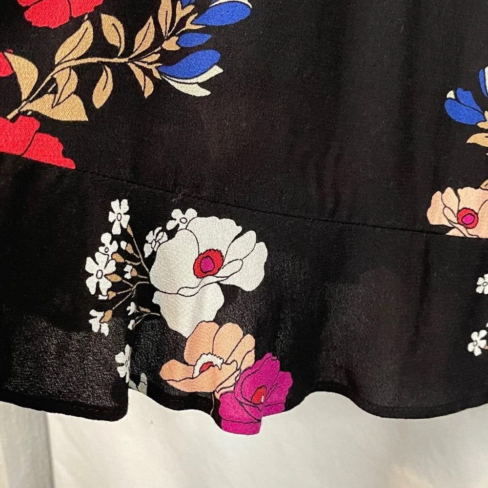 Popsugar Black Floral Tie Waist Dress NWT Size M